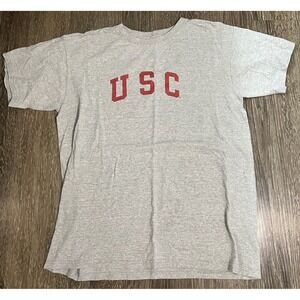 USC Gamecocks T Shirt Gray Red Logo Spell Out Adult Large Red Oak Sportswear